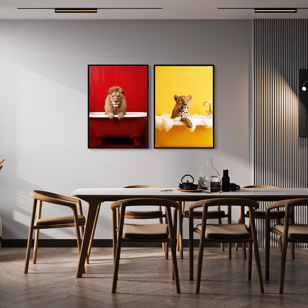 affiches animaux humoristiques colorées