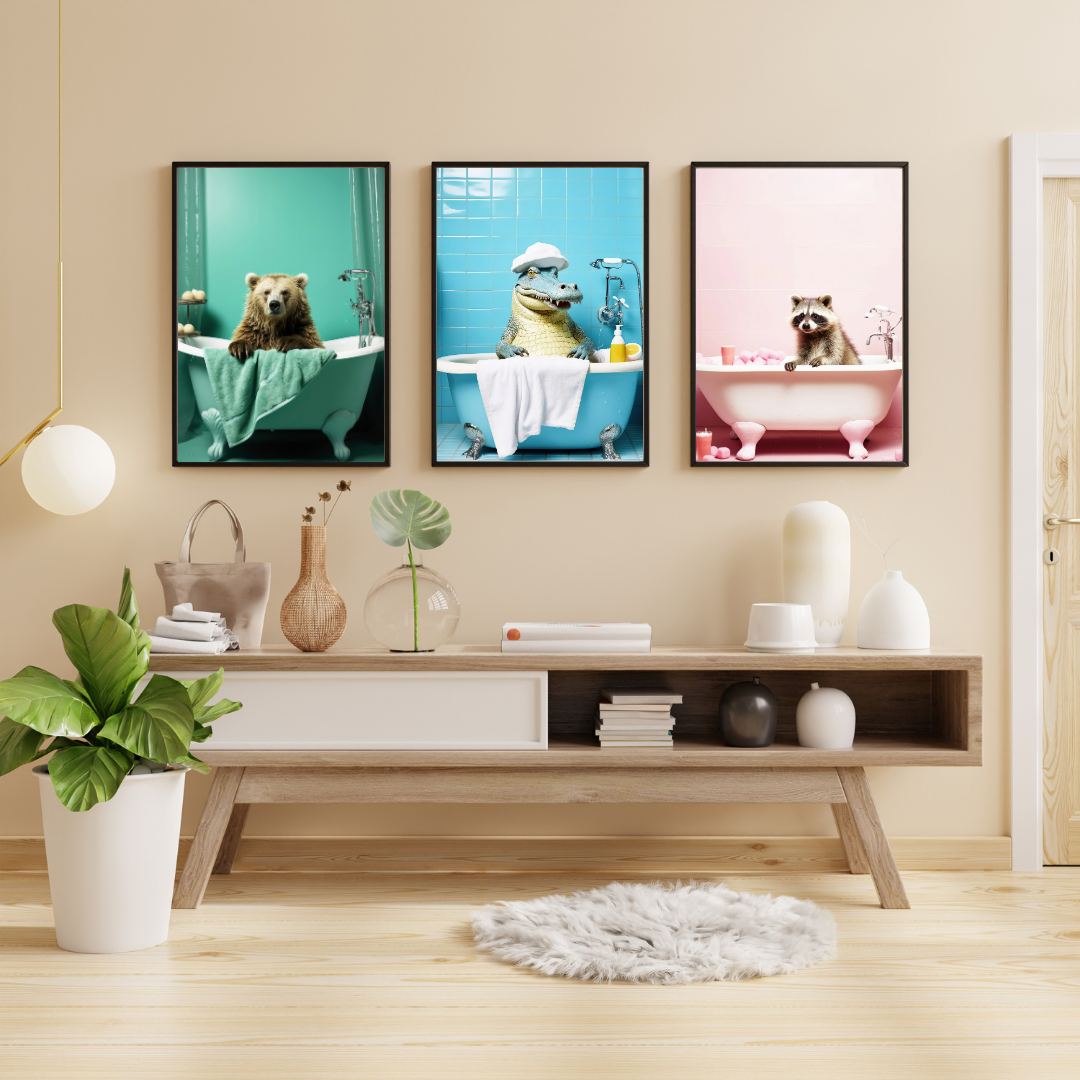 affiches animaux humoristiques colorées