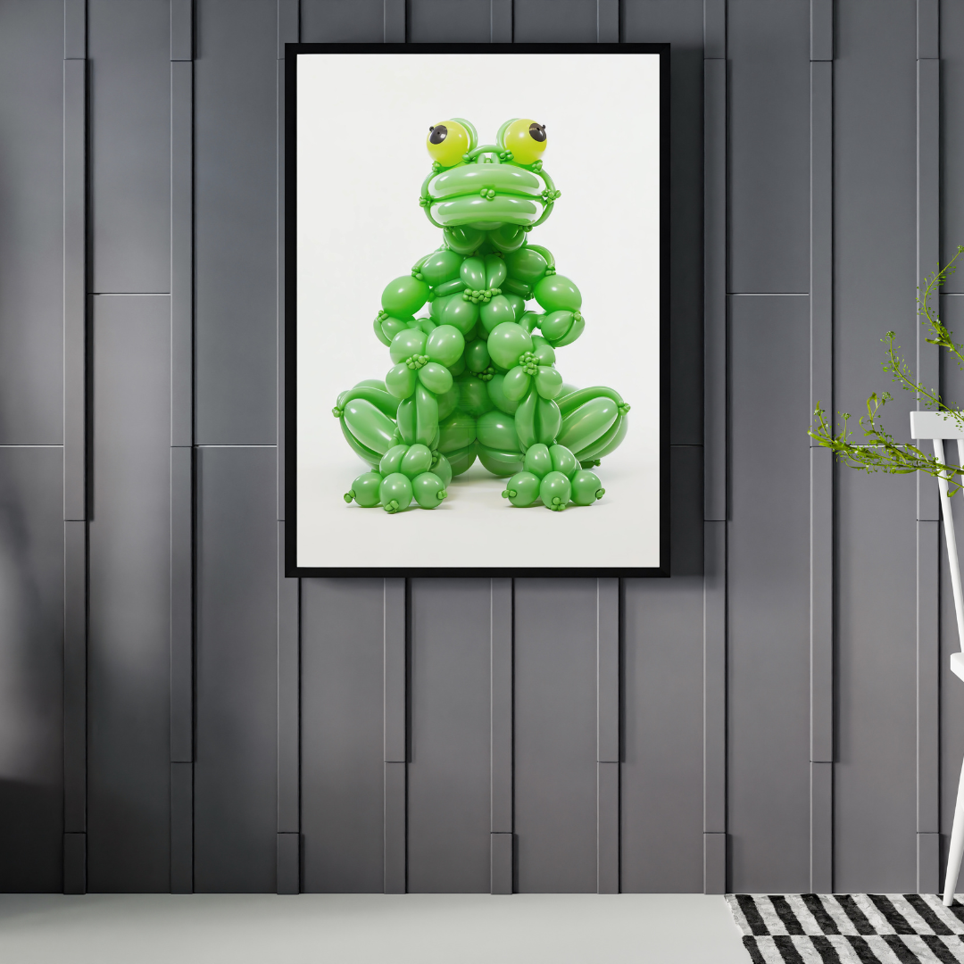 affiche grenouille en ballons colorés