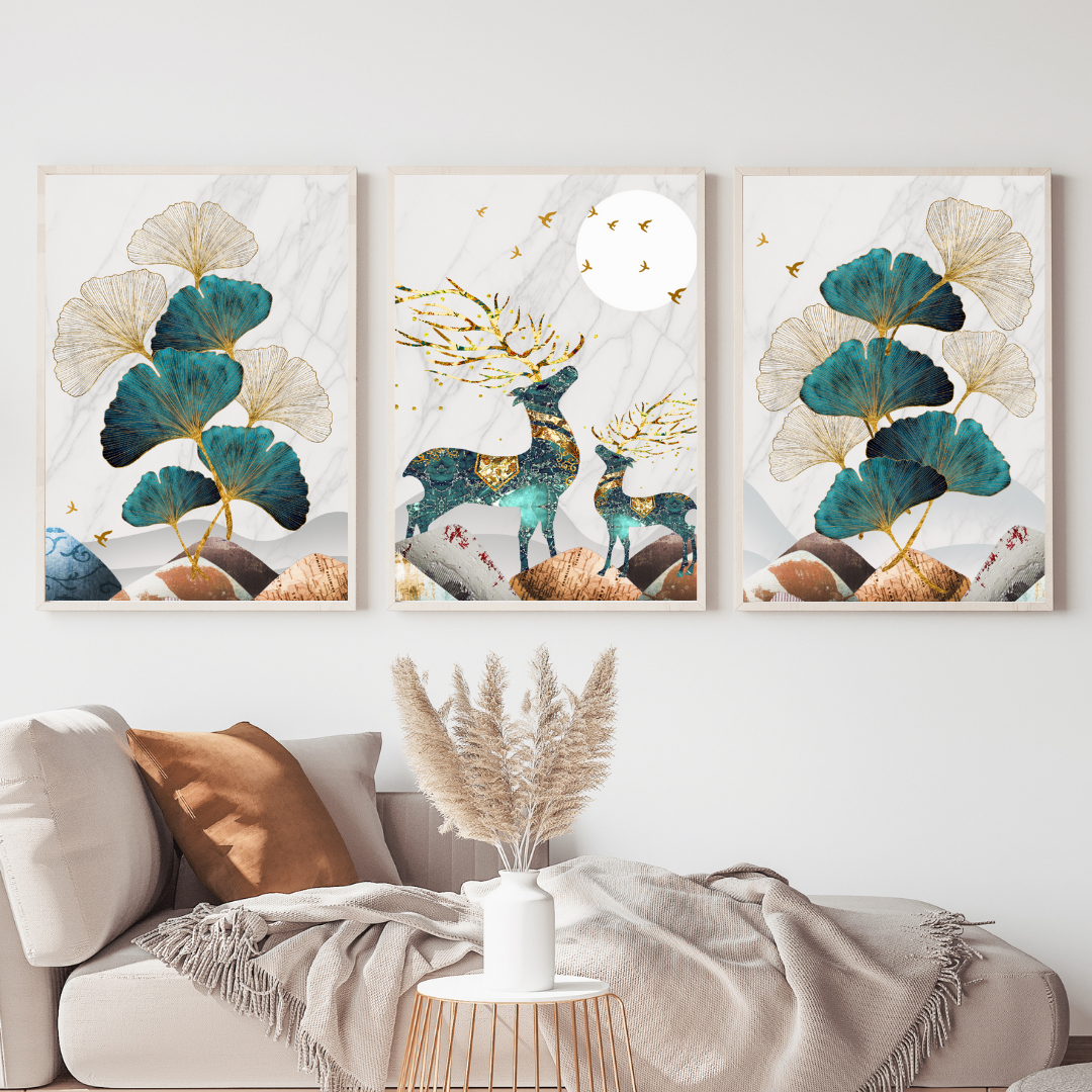 affiches fleurs et animaux abstraites