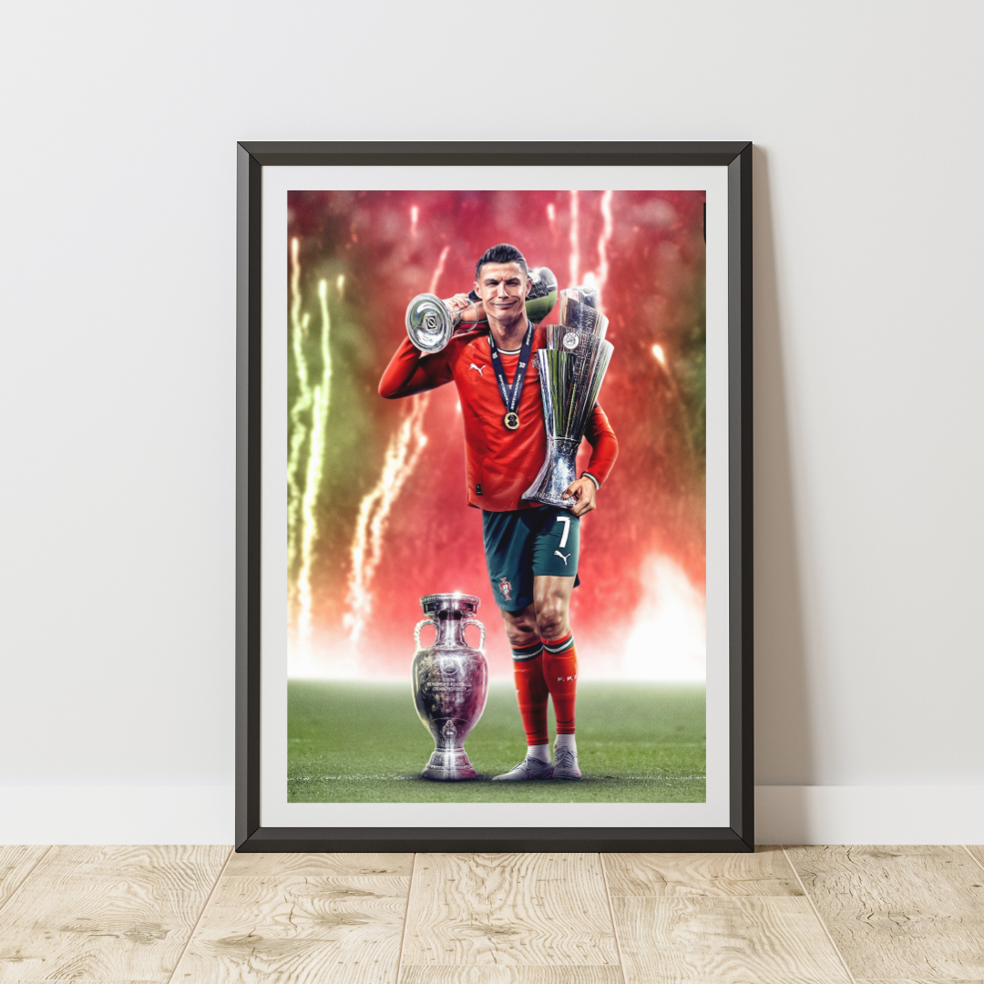Poster Portugal et Ronaldo – Victoire Ligue des Nations 2025