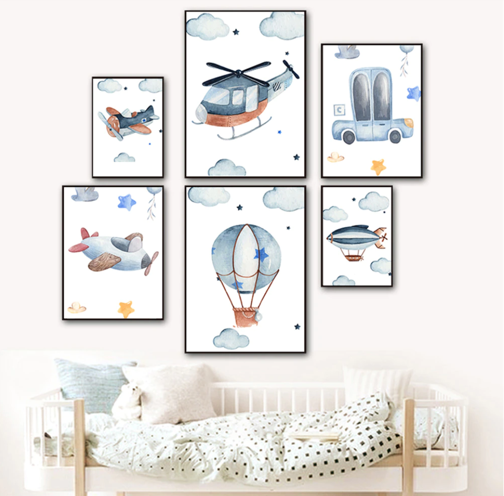 affiches enfant dans les airs