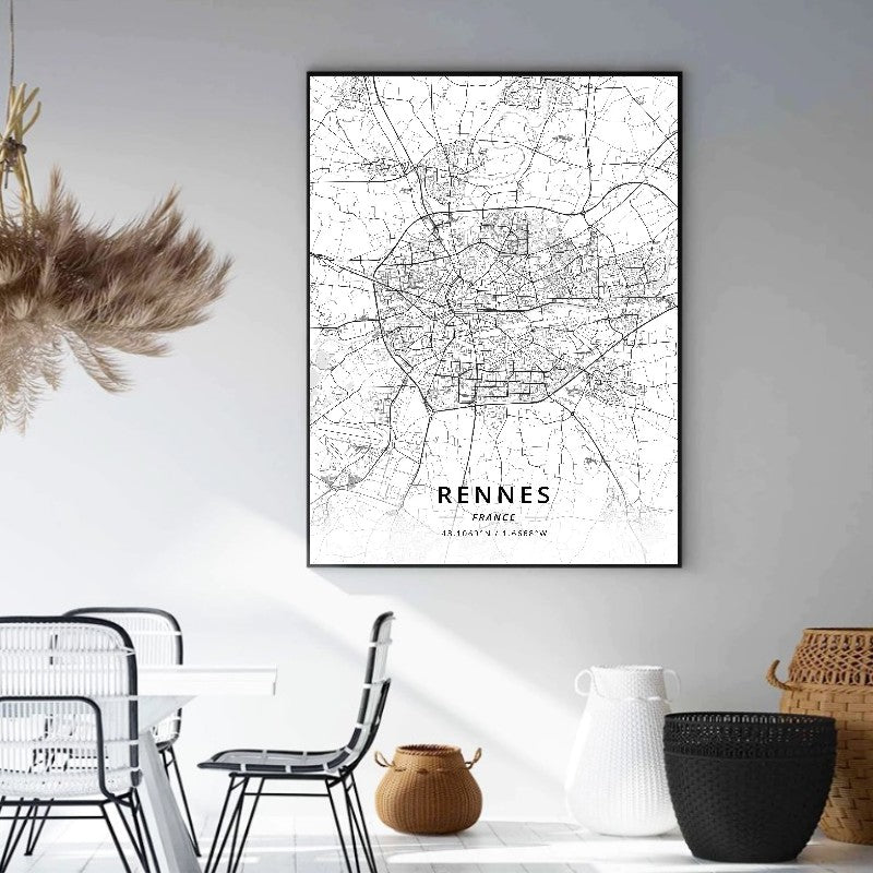 affiches cartes de france rennes