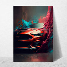 affiche voiture de sport colorée mustang