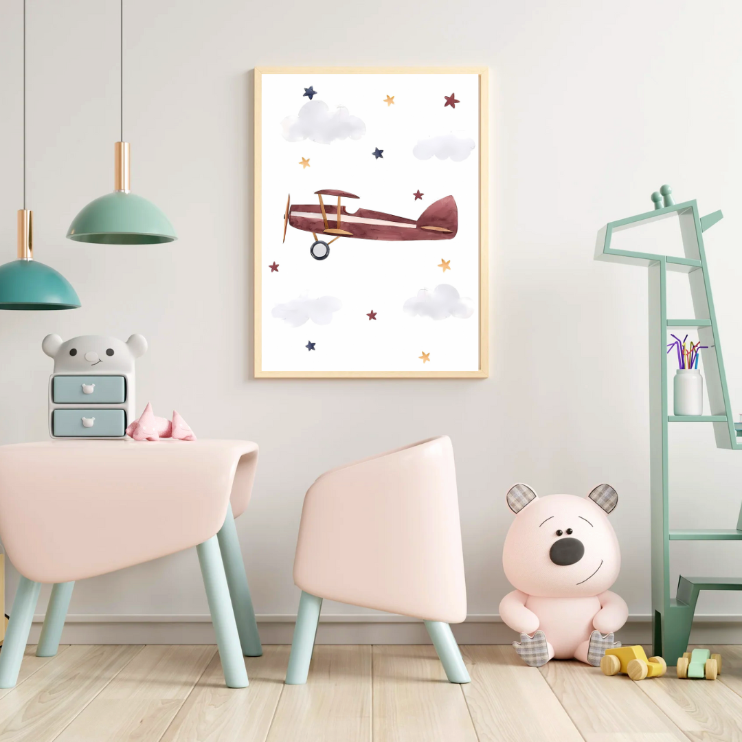 affiche pour enfants avion à hélice