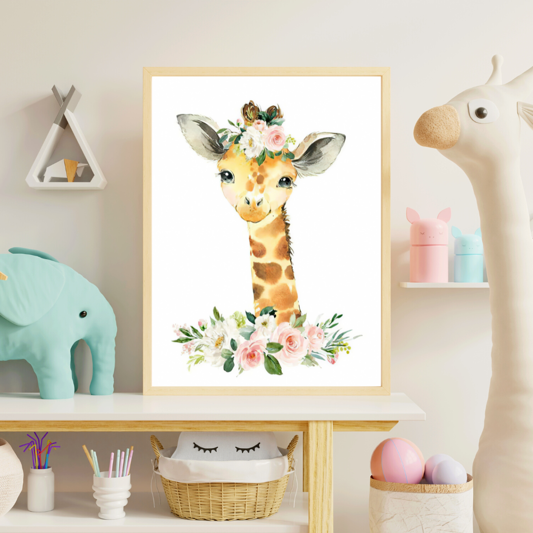 affiches animaux de la savane pour enfants girafe