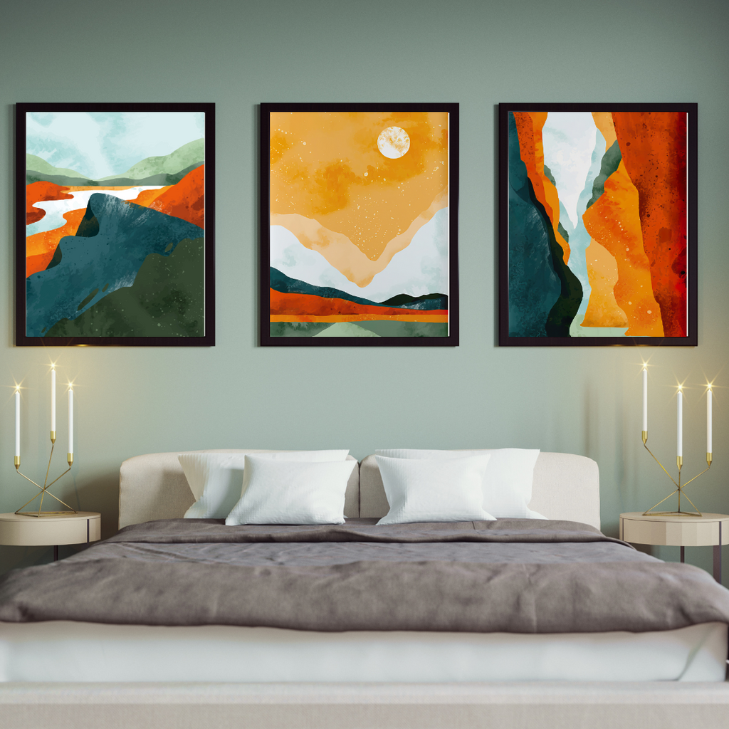 affiches paysages abstraits orangés