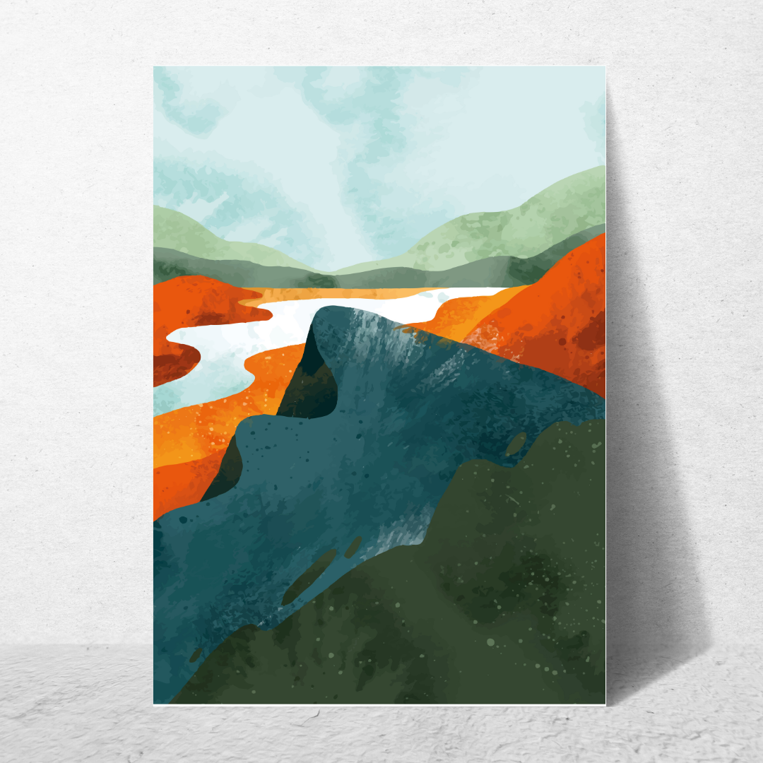 affiche paysages abstraits orangés