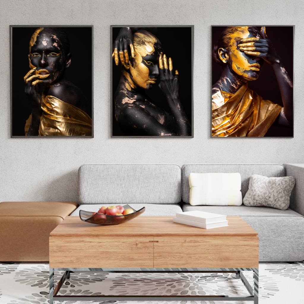 affiches femme dorée abstraite