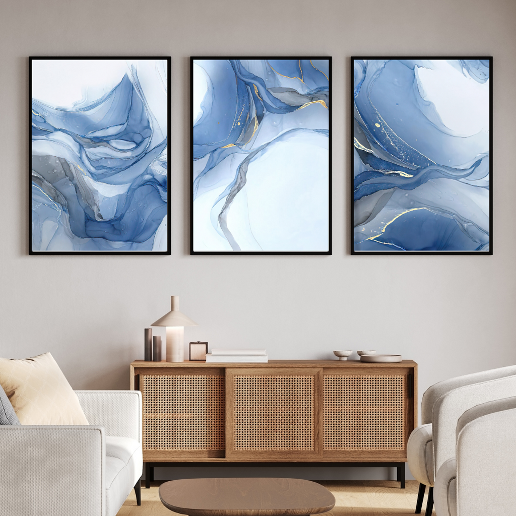 affiches formes abstraites bleues