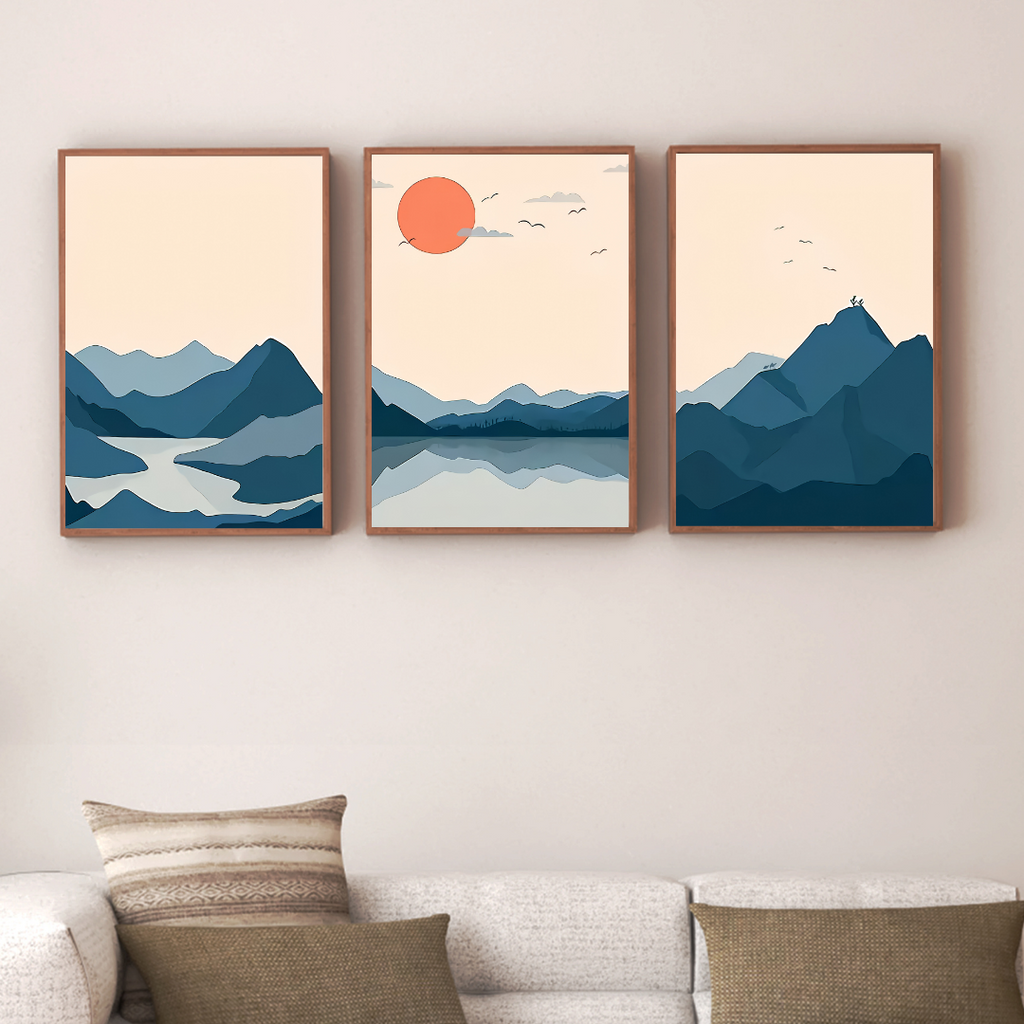 affiches paysages abstraits bleutés