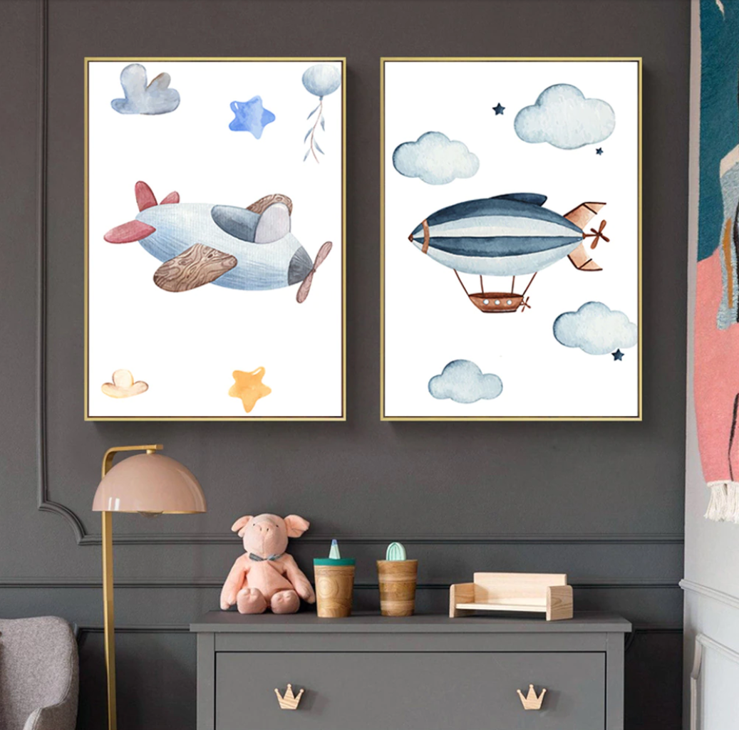 affiches enfant dans les airs