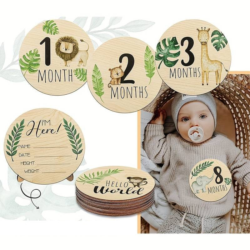 cartes mensuelles en bois pour bébé