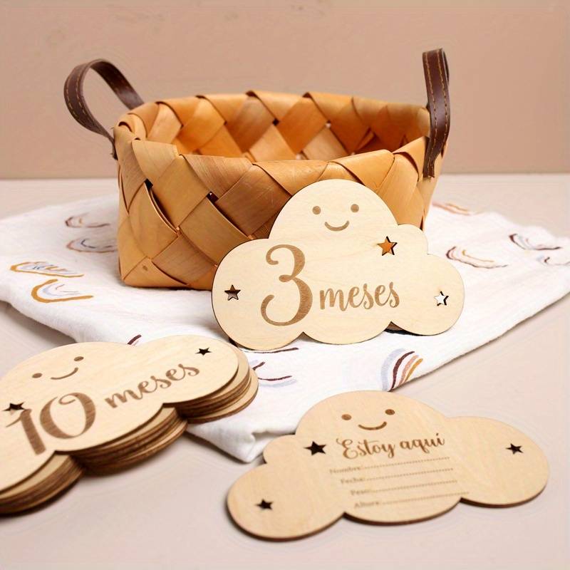 Cartes D'Étapes Mensuelles Bébé - Cercle Bois 15cm Avec Chiffres - Photo Grossesse Et Croissance