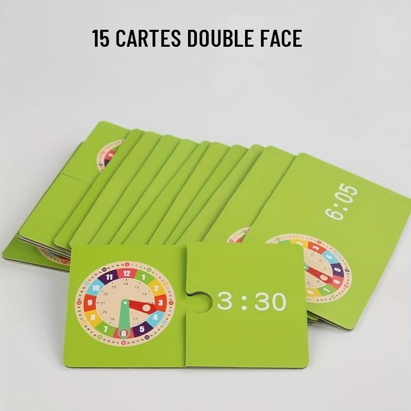 AKROS Jeu D'apprentissage De L'heure – Horloge En Bois Montessori, Décompose Les Minutes En 5/15/30, Guide D'activités