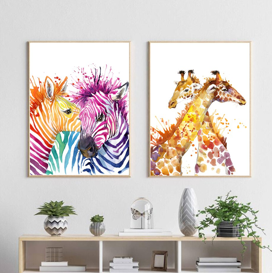 affiche zèbre et girafe
